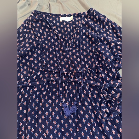 Boho Navy Patterned Long Sleeve Dress - Picture 4 of 5